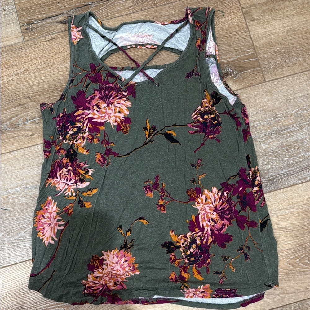 Floral Green Sleeveless Top